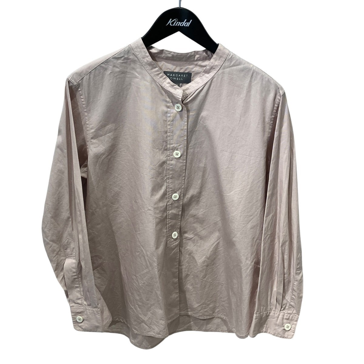 25AWCOTTON HAIRLINE STRIPEノーカラーシャツ578-5253210