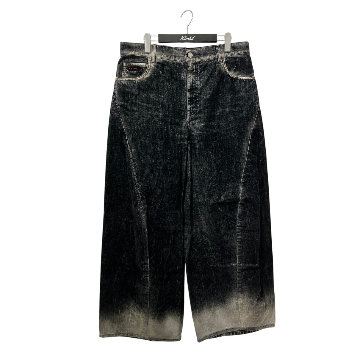 25AWPUJU0117X0 MA Flocked Denim Twist JeansワイドデニムパンツPUJU0117X0