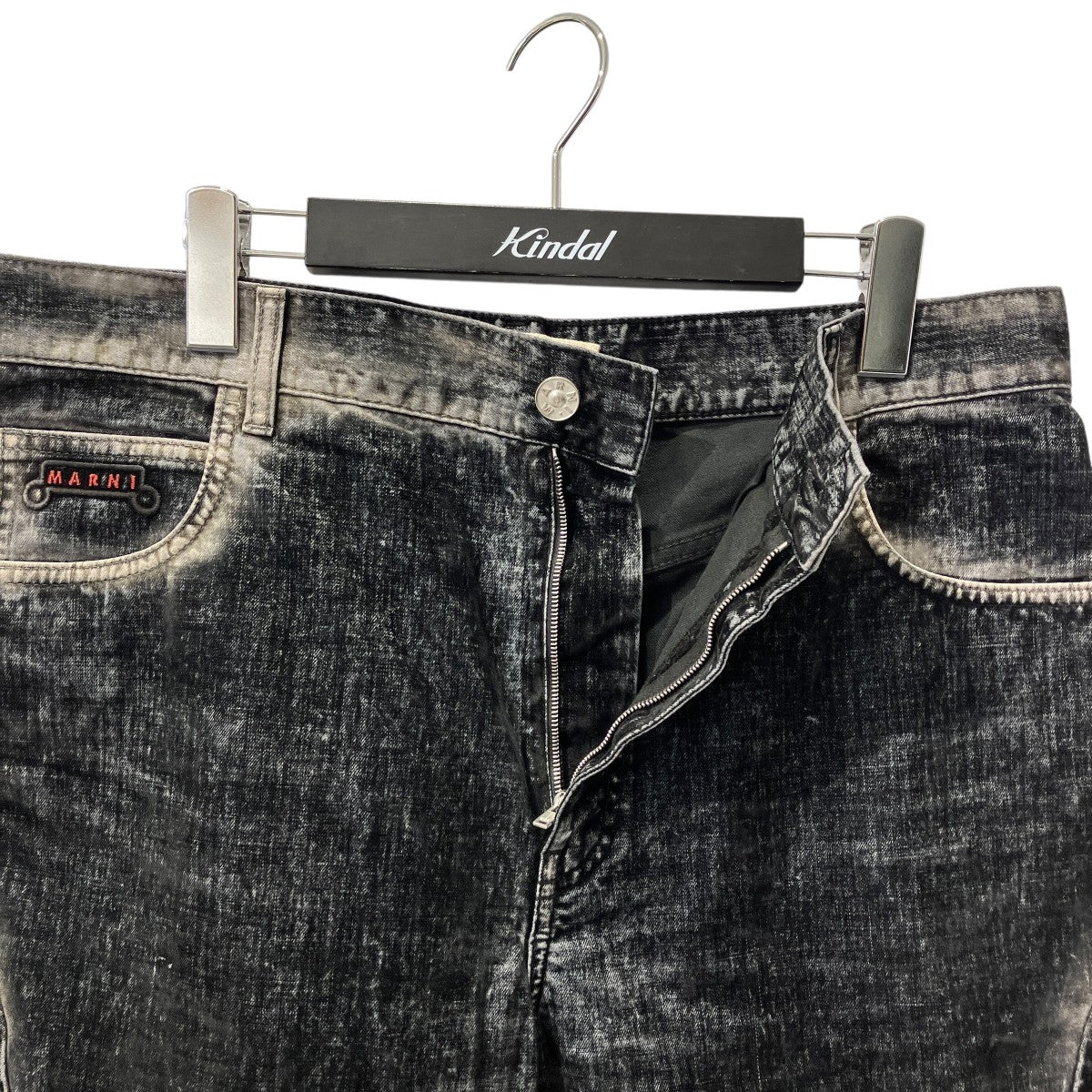 25AWPUJU0117X0 MA Flocked Denim Twist JeansワイドデニムパンツPUJU0117X0