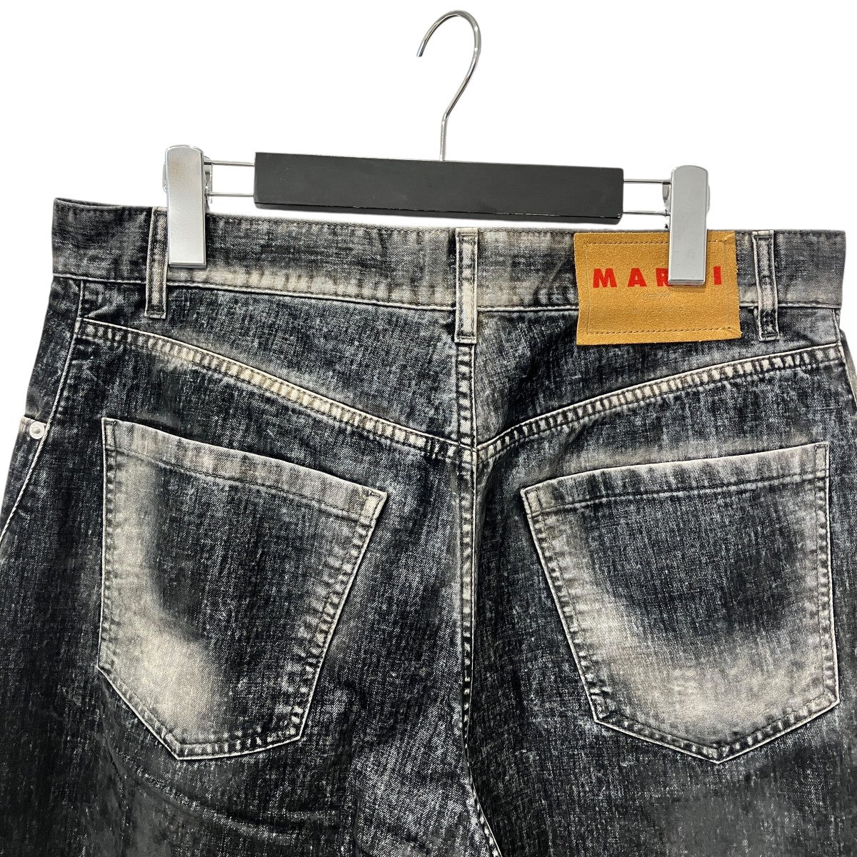 25AWPUJU0117X0 MA Flocked Denim Twist JeansワイドデニムパンツPUJU0117X0