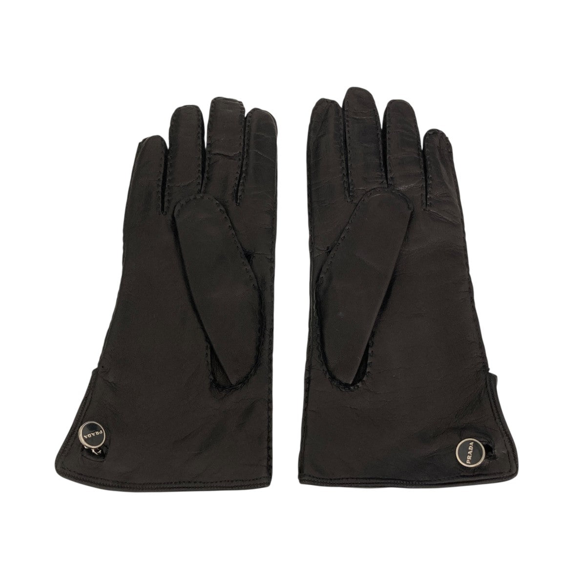 PRADA(プラダ) ロゴカフス付きレザーグローブ1G0645 1G0645 ブラック