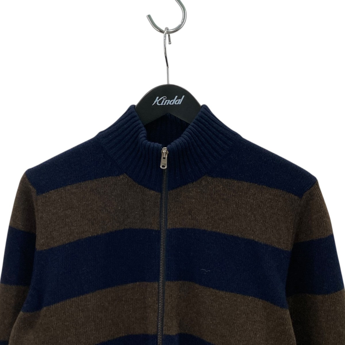 ROBERTO COLLINA ボーダーZIPカーディガンジップニット 古着・中古-2枚目のアイテム画像