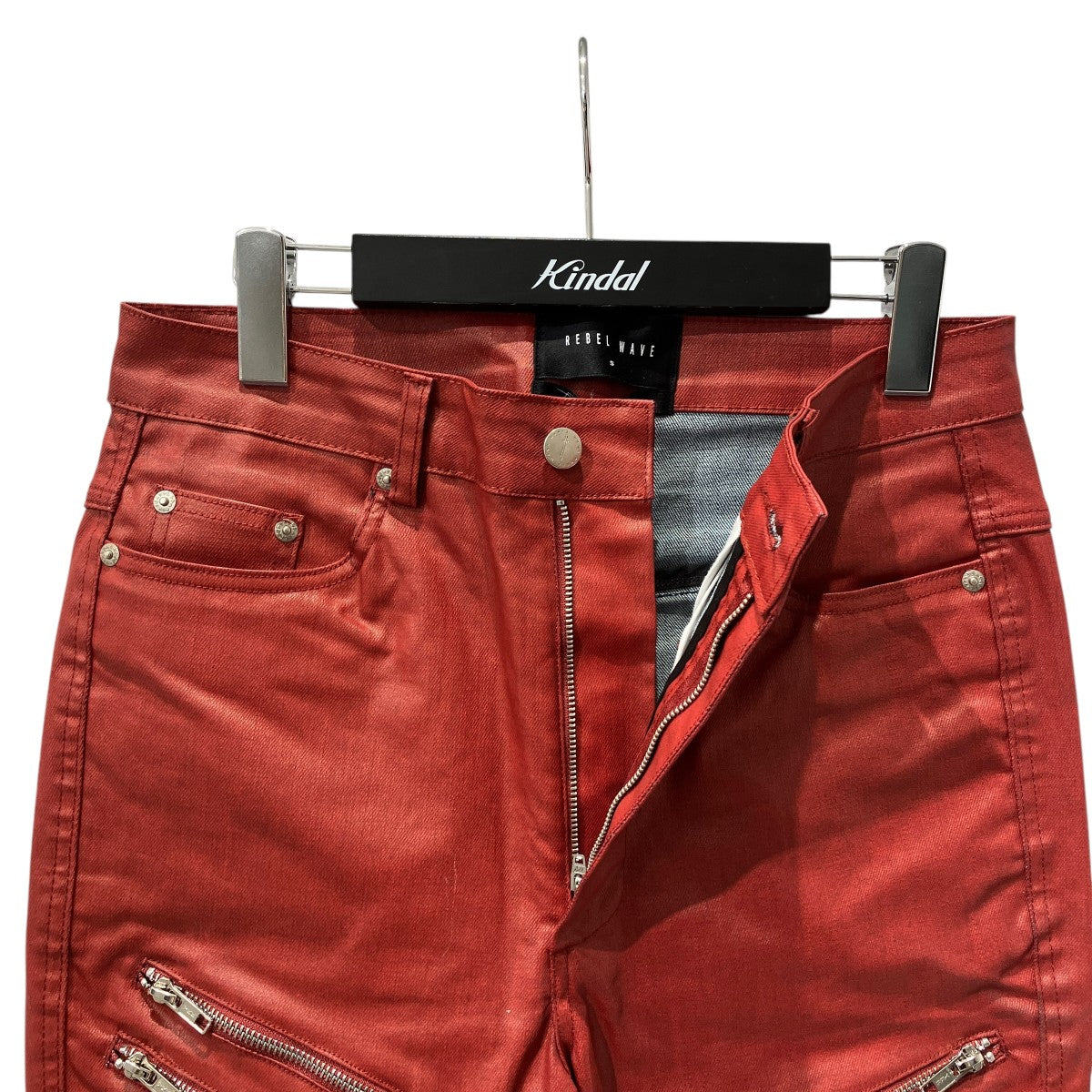 LIQUID METAL RED COATED FLAREパンツ