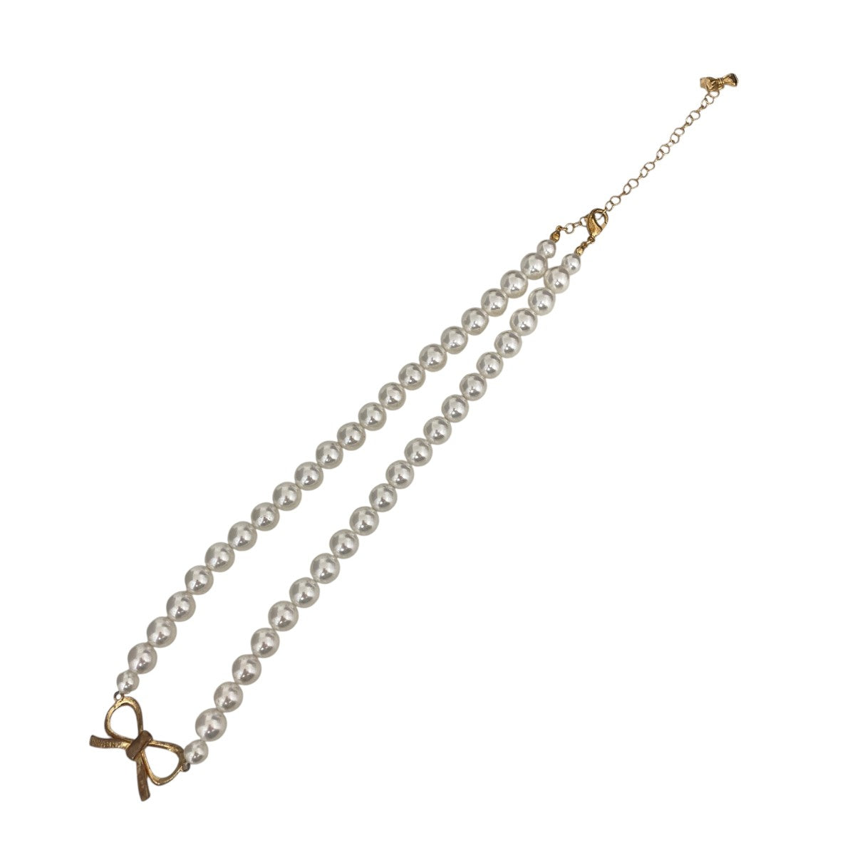 Ribbon Pearl Bead Necklaceパールネックレス#9741