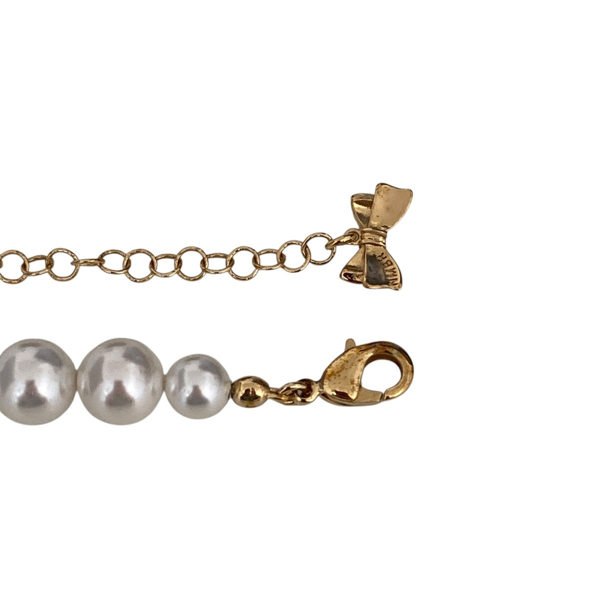 Ribbon Pearl Bead Necklaceパールネックレス#9741