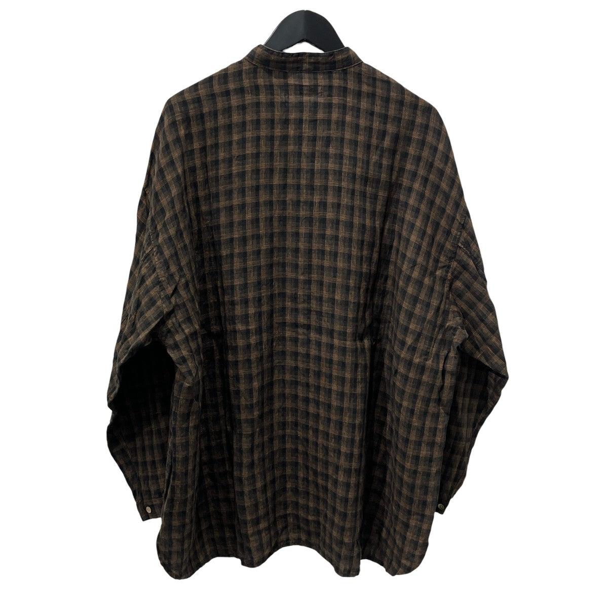 CONFECT 25SSリネンチェック バンドカラービックシャツチェックバンドカラーシャツ02251-0004 古着・中古-2枚目のアイテム画像