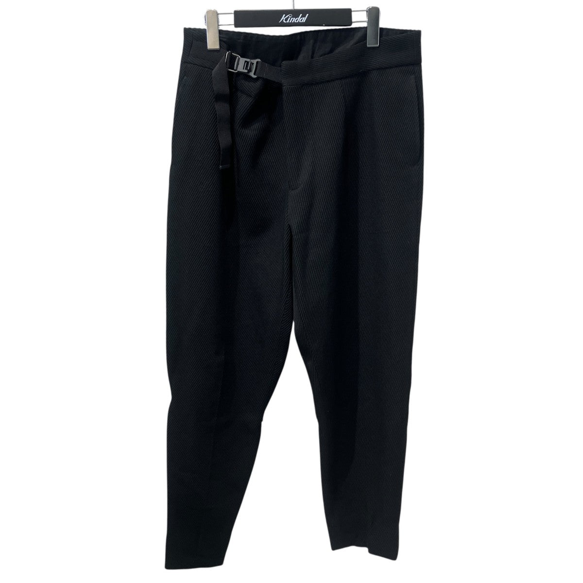 Black Lined One Pleat Belted Wool Trousersウールパンツ6ZF302