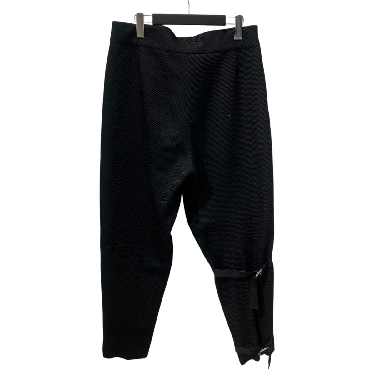 Black Lined One Pleat Belted Wool Trousersウールパンツ6ZF302