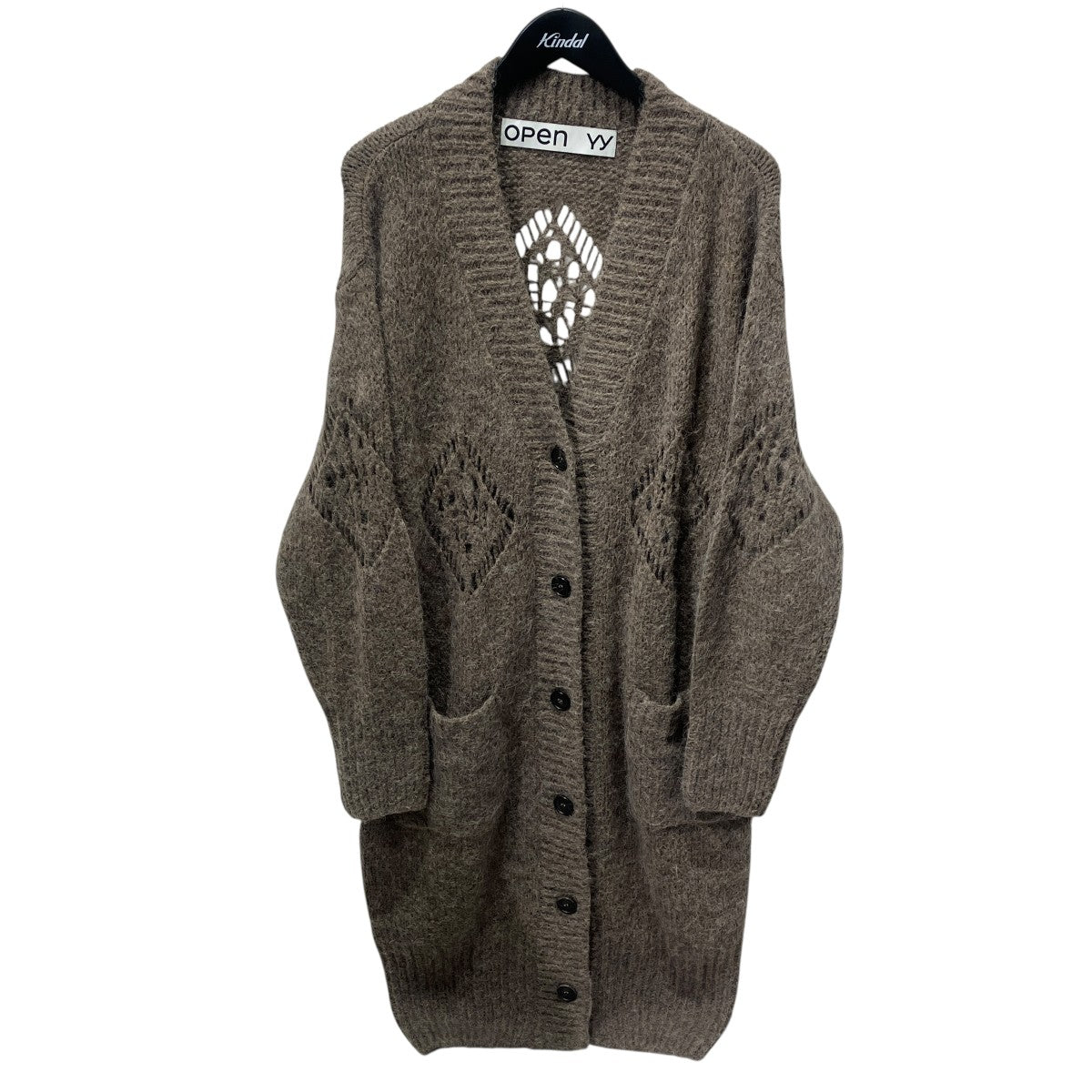 OPENYy Argyle Knit CardiganロングニットカーディガンYY253KT007 古着・中古-1枚目のアイテム画像