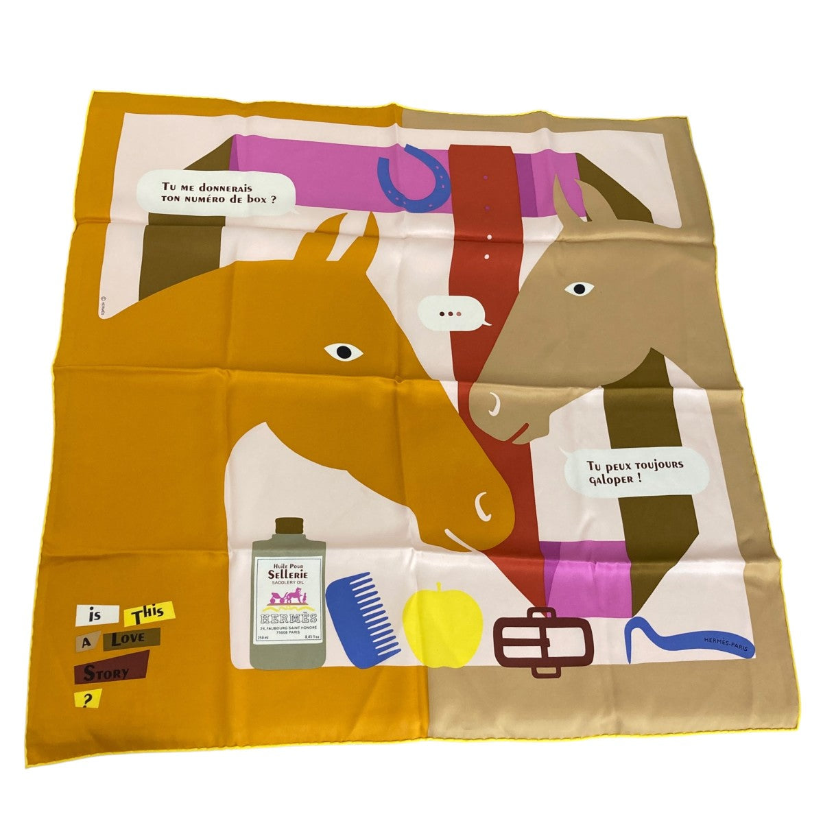 HERMES 23AWカレ 70 イズ・ディス・ア・ラブストーリー?スカーフ 古着・中古-1枚目のアイテム画像