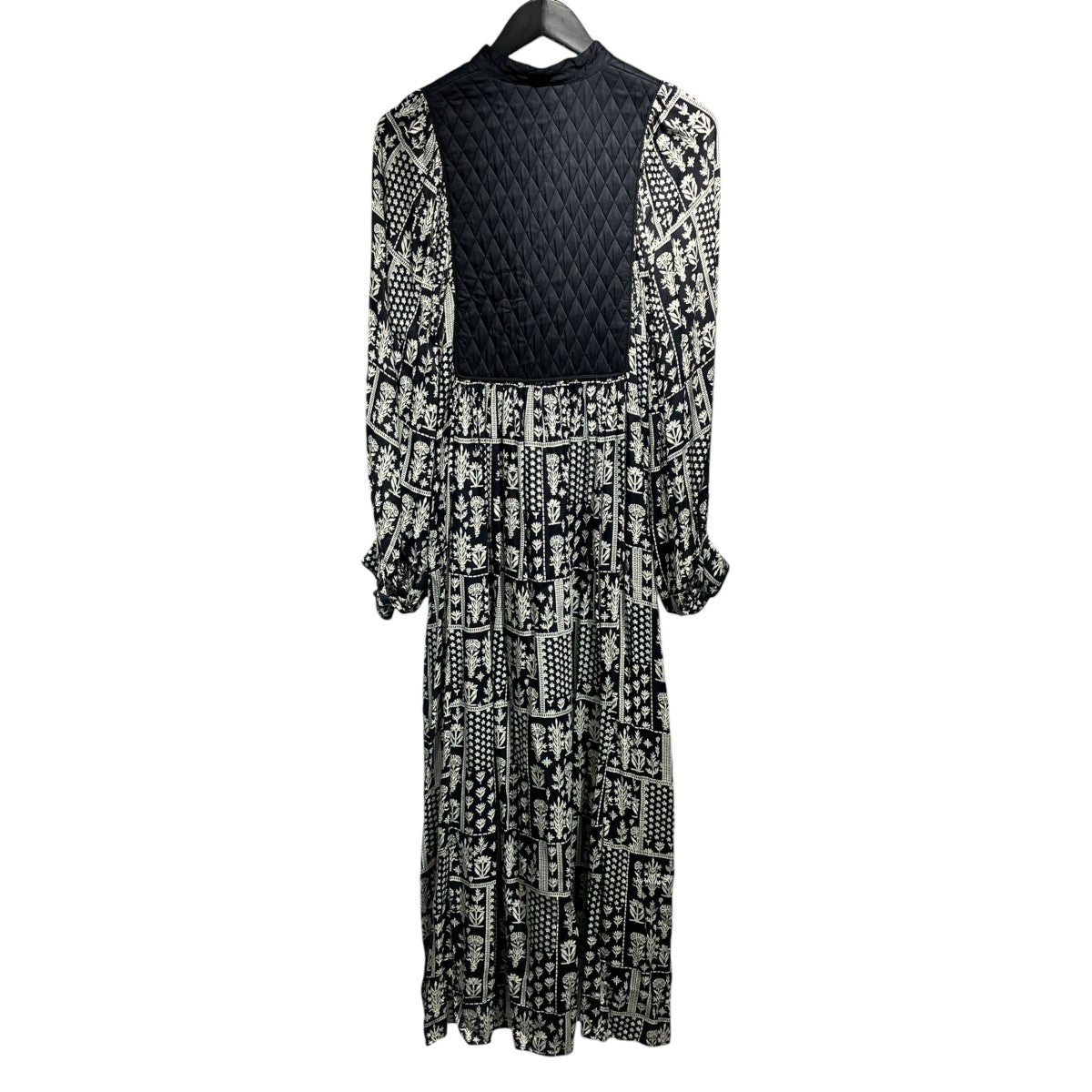 MODAL SATIN PATCHWORK PRINT DRESSドレス010432GN2