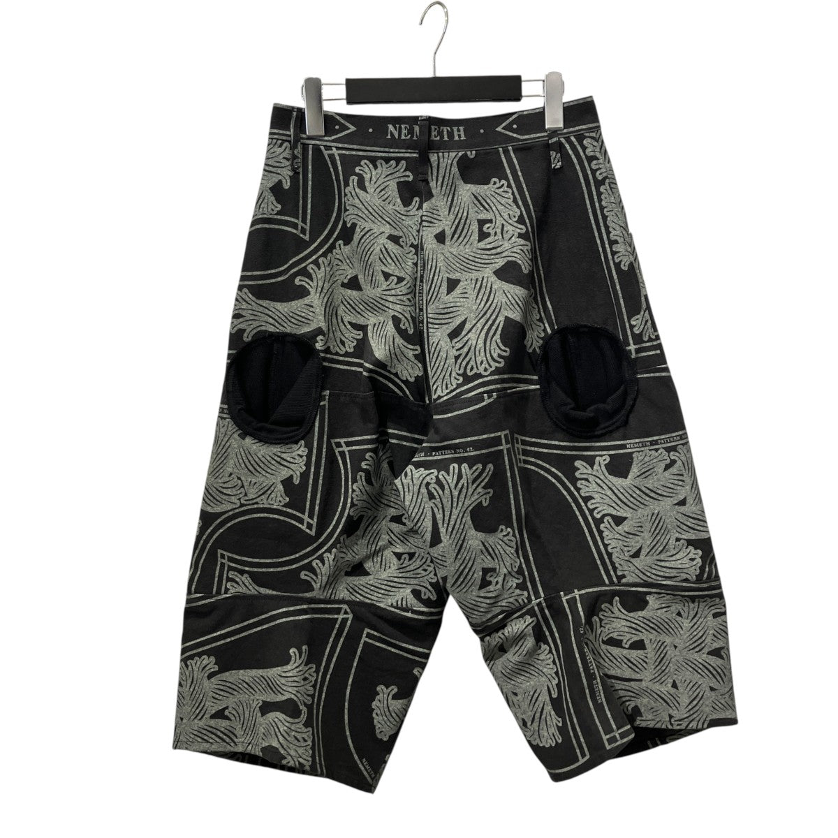 Trousers 103D- Cotton100％ Oxford Print- Pattern Rope Print- Blackクロップドジーンズ103D