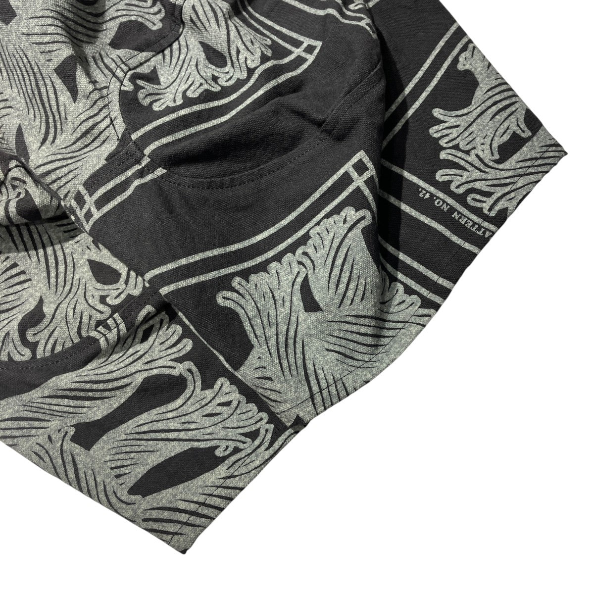 Trousers 103D- Cotton100％ Oxford Print- Pattern Rope Print- Blackクロップドジーンズ103D