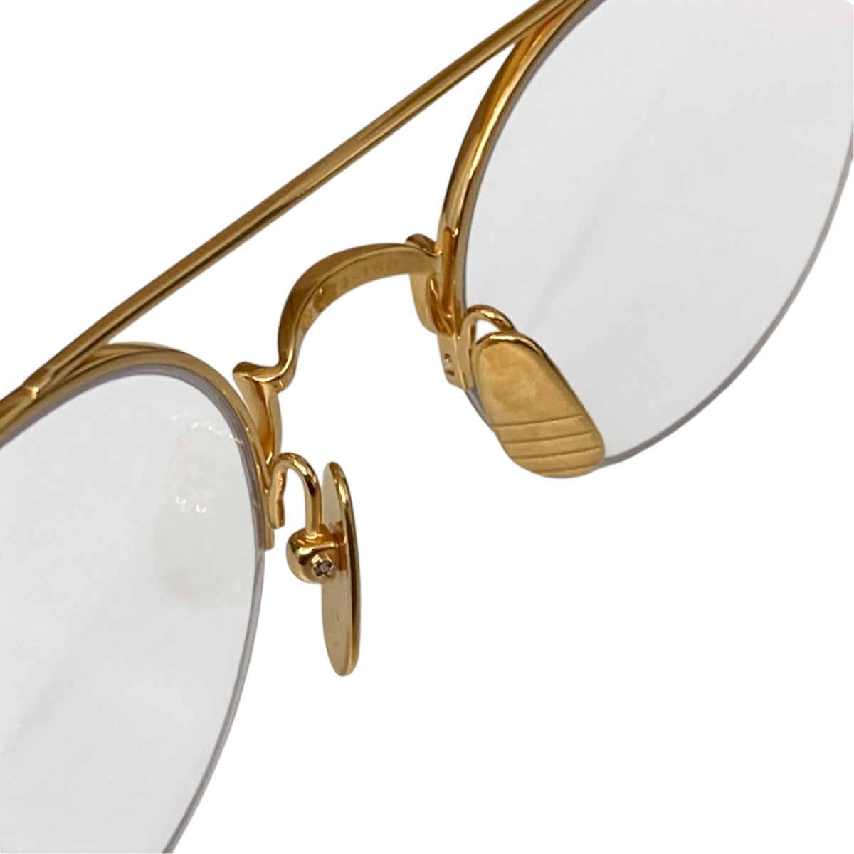 ダブルブリッジ ナイロール眼鏡TB-903-B-NVY-GLD-49