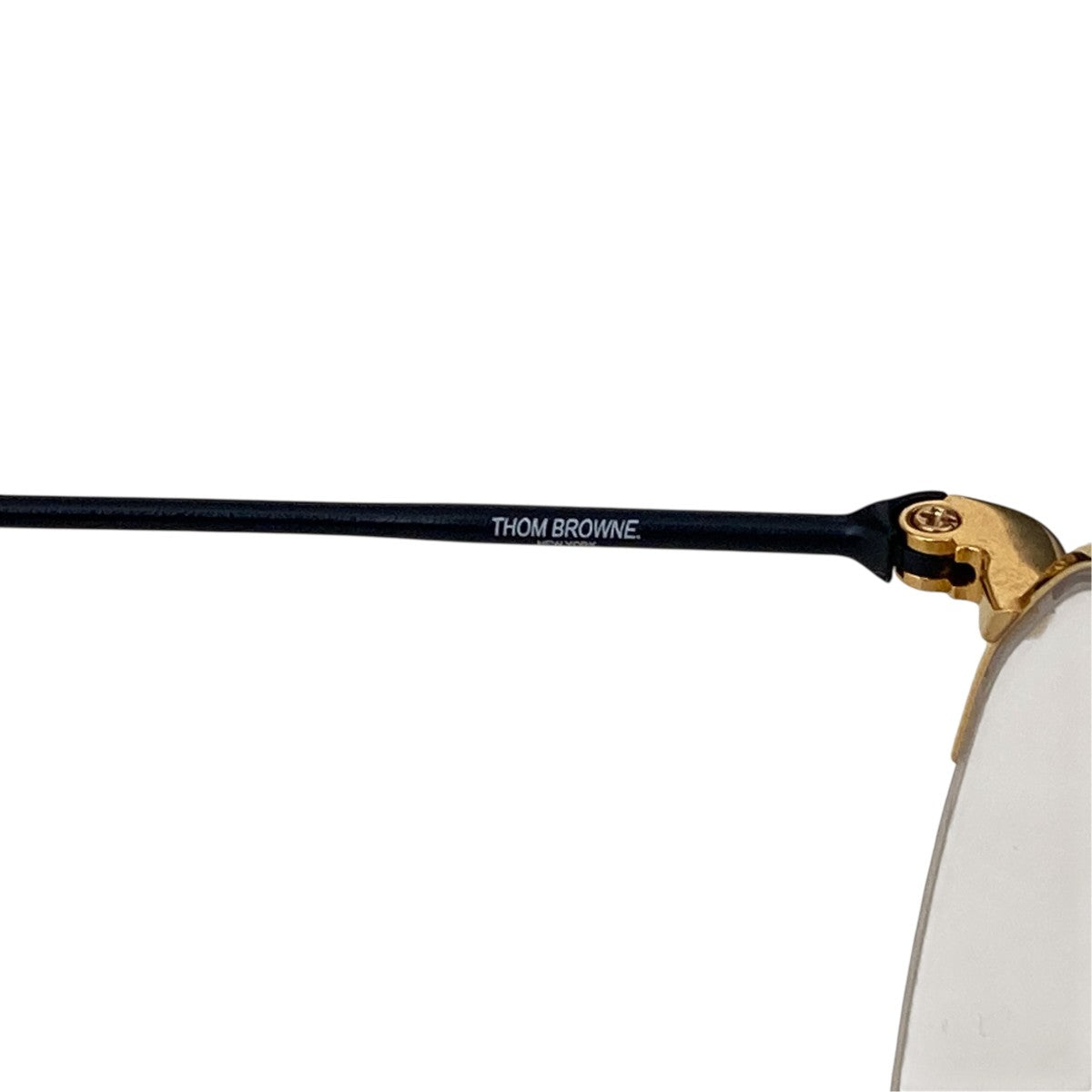 ダブルブリッジ ナイロール眼鏡TB-903-B-NVY-GLD-49