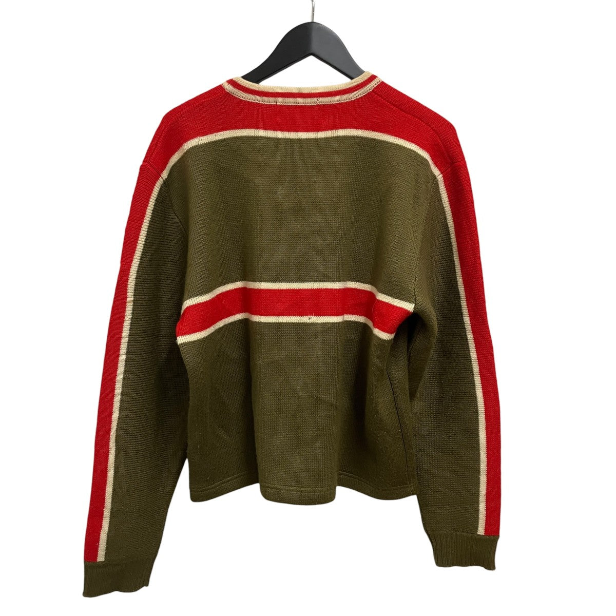 値下げ中！！Stüssy クルーネックニット オリーブ L stussy(ステューシー) 90ssクルーネックニット オリーブ×レッド サイズ