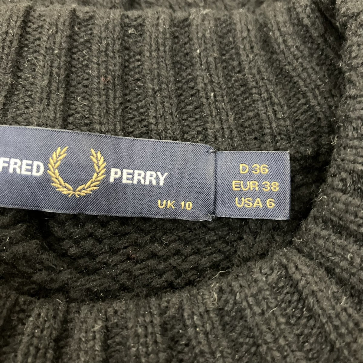 FRED PERRY ケーブルニット 古着・中古-5枚目のアイテム画像