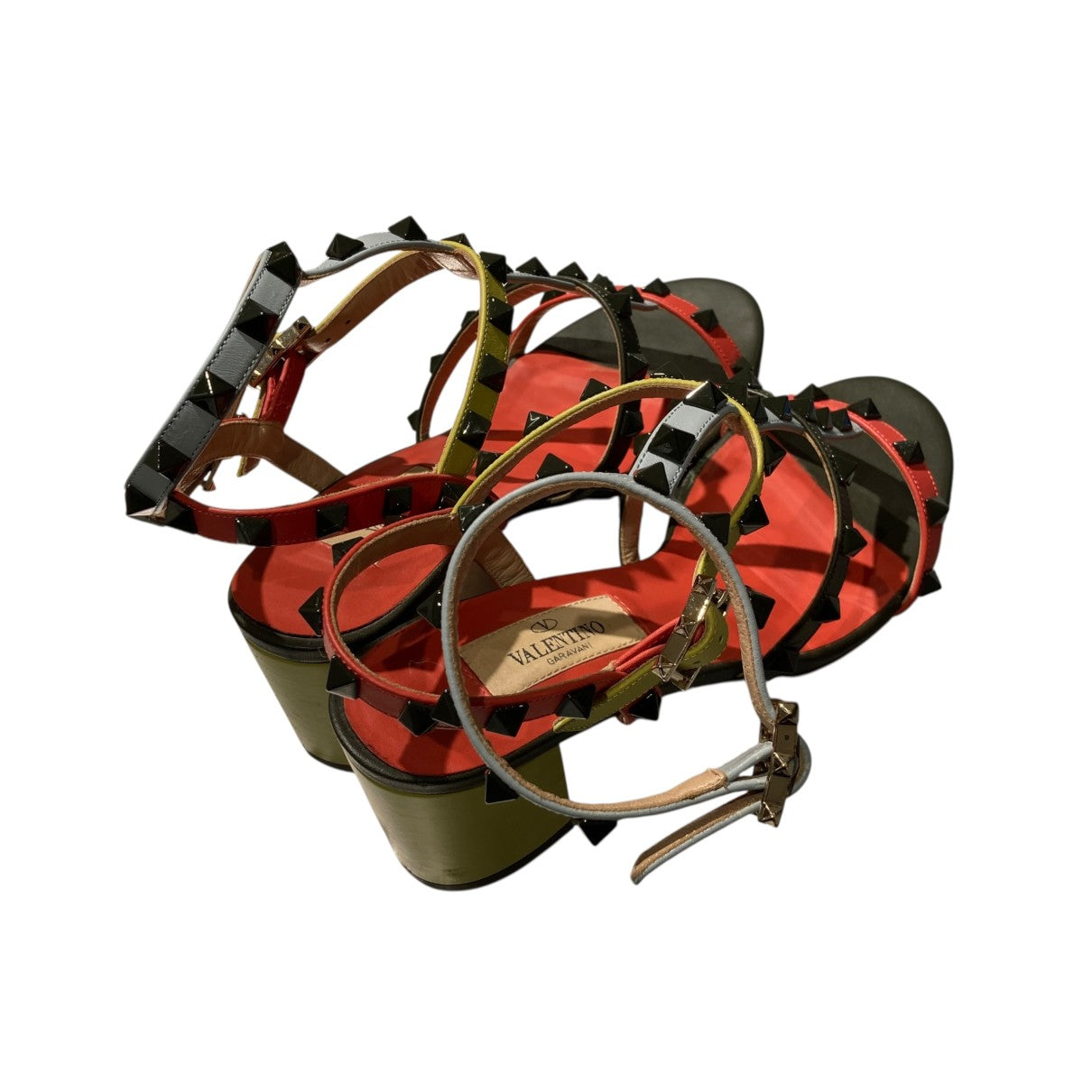 VALENTINO GARAVANI ロックスタッズ アンクルストラップ チャンキーヒールサンダルKW2S0838 古着・中古-2枚目のアイテム画像