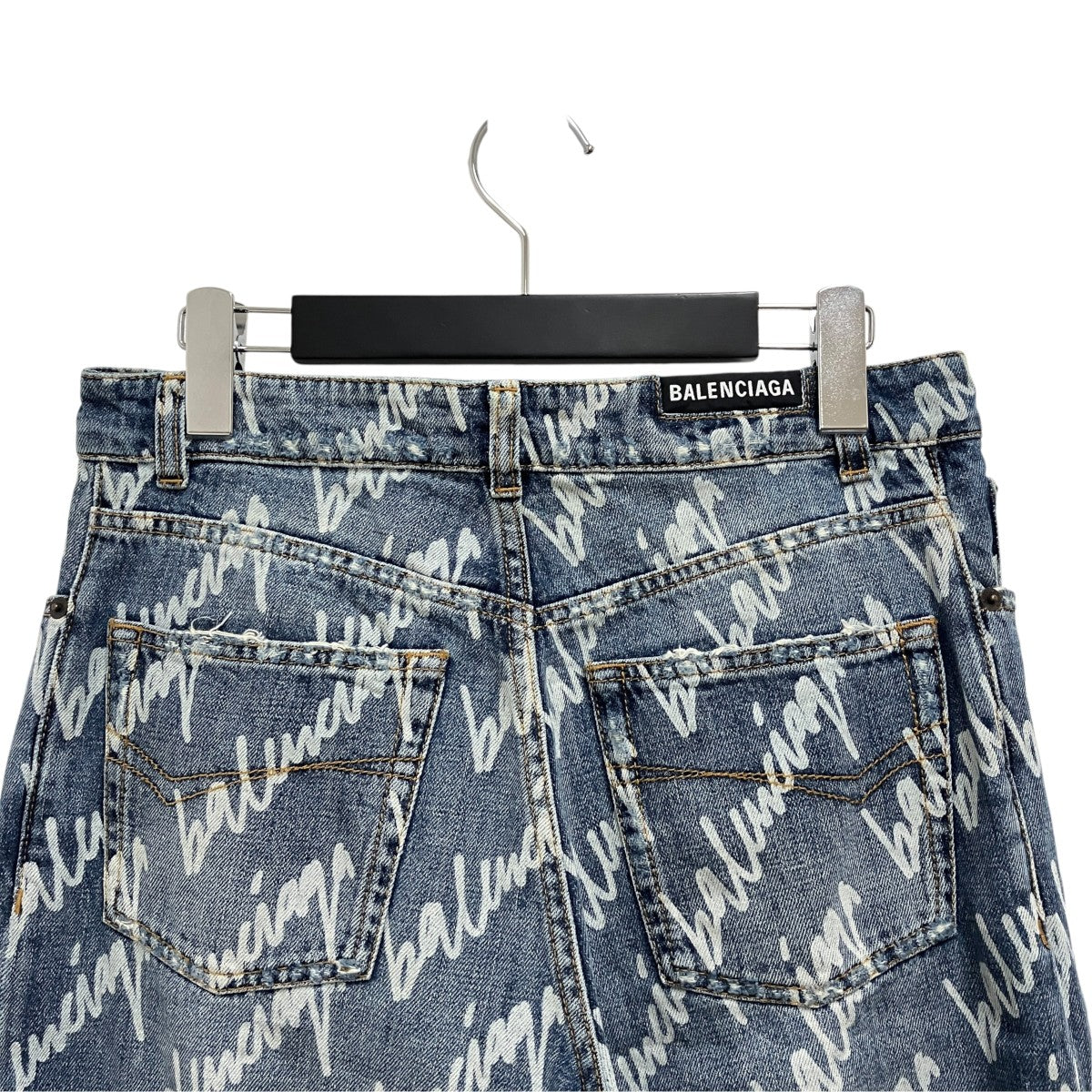 BALENCIAGA オールオーバーロゴ ダメージ加工デニムパンツ600235 古着・中古-4枚目のアイテム画像