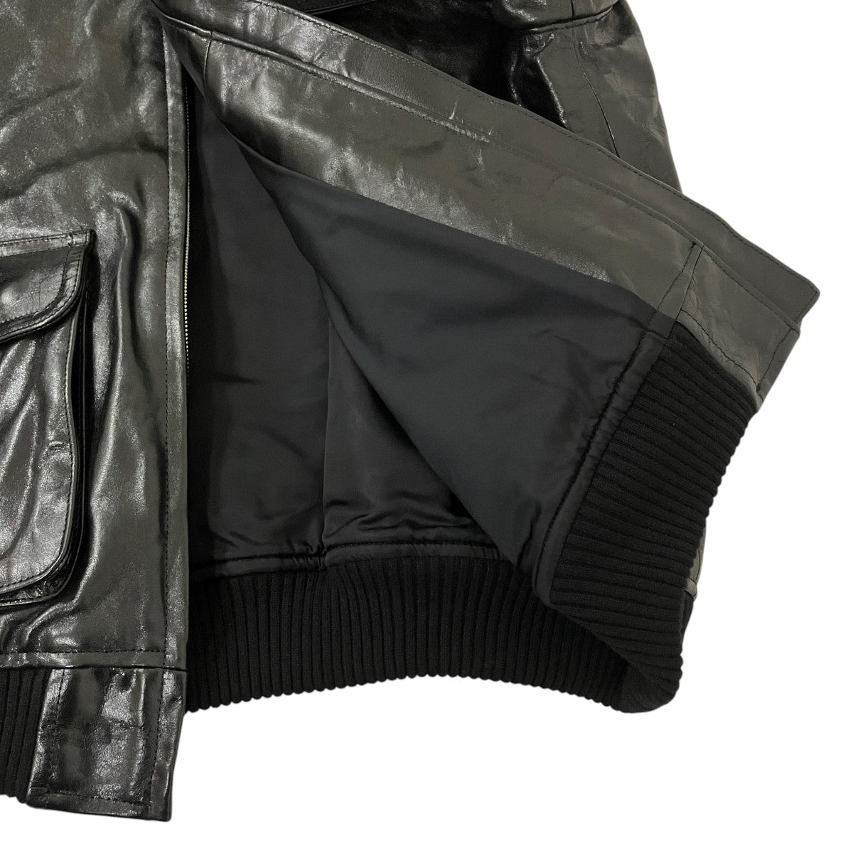 AURALEE 25AWLAMB LEATHER ZIP BLOUSONレザージャケットA25AB01WX 古着・中古-5枚目のアイテム画像