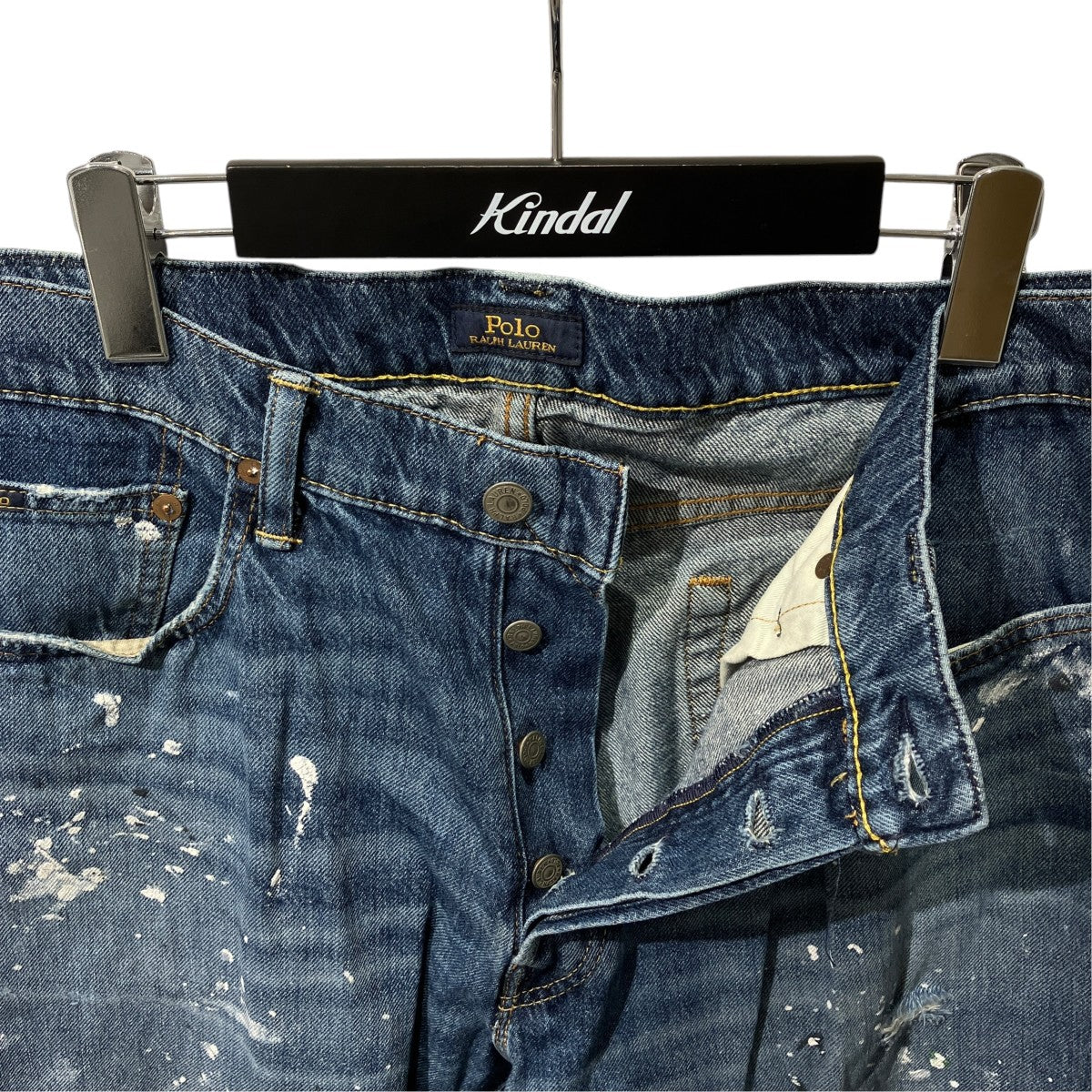 POLO RALPH LAUREN DAMAGE PTINT BUTTONFLY DEIM PANTSデニムパンツ 古着・中古-3枚目のアイテム画像