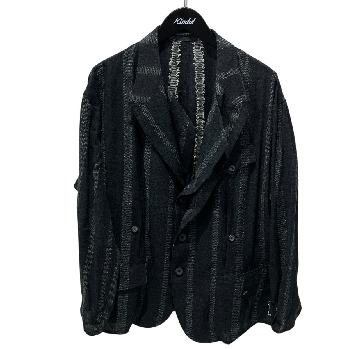 YOHJI YAMAMOTO STRIPE PATTERN SLIT JACKETテーラードジャケットHK-J43-438-1-03 古着・中古-1枚目のアイテム画像