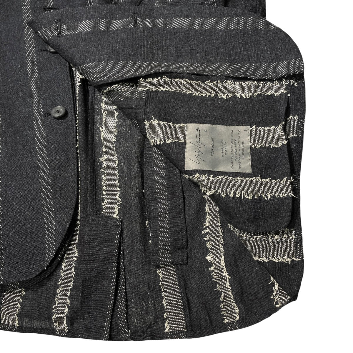 YOHJI YAMAMOTO STRIPE PATTERN SLIT JACKETテーラードジャケットHK-J43-438-1-03 古着・中古-5枚目のアイテム画像