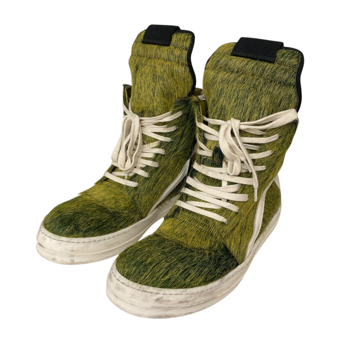 RICK OWENS Luxor Geobasket Acid Melange PonyハイカットスニーカーRU02C7894 古着・中古-1枚目のアイテム画像