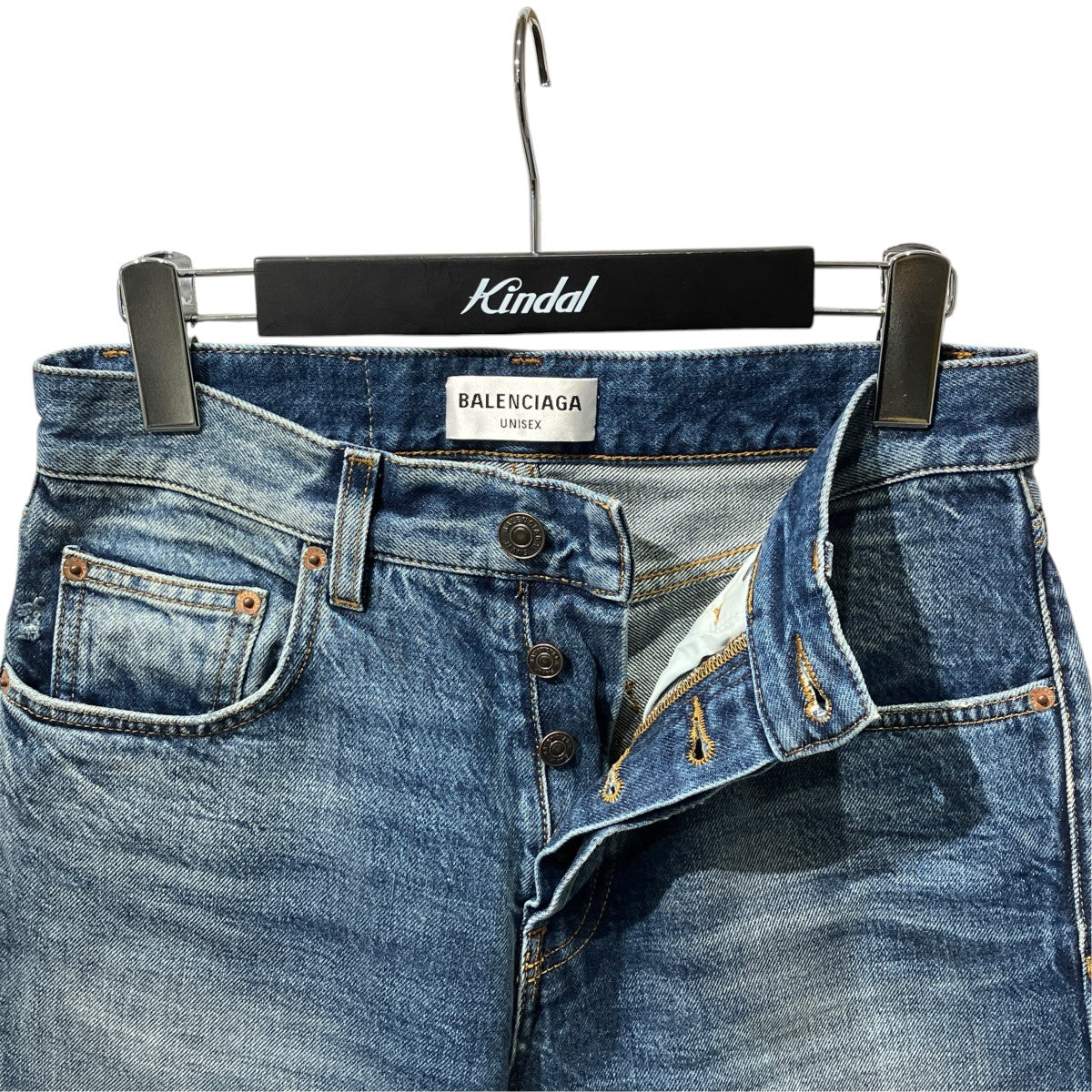 BALENCIAGA 22SSデストロイジャパニーズデニムパンツ697885 TBP47 古着・中古-3枚目のアイテム画像