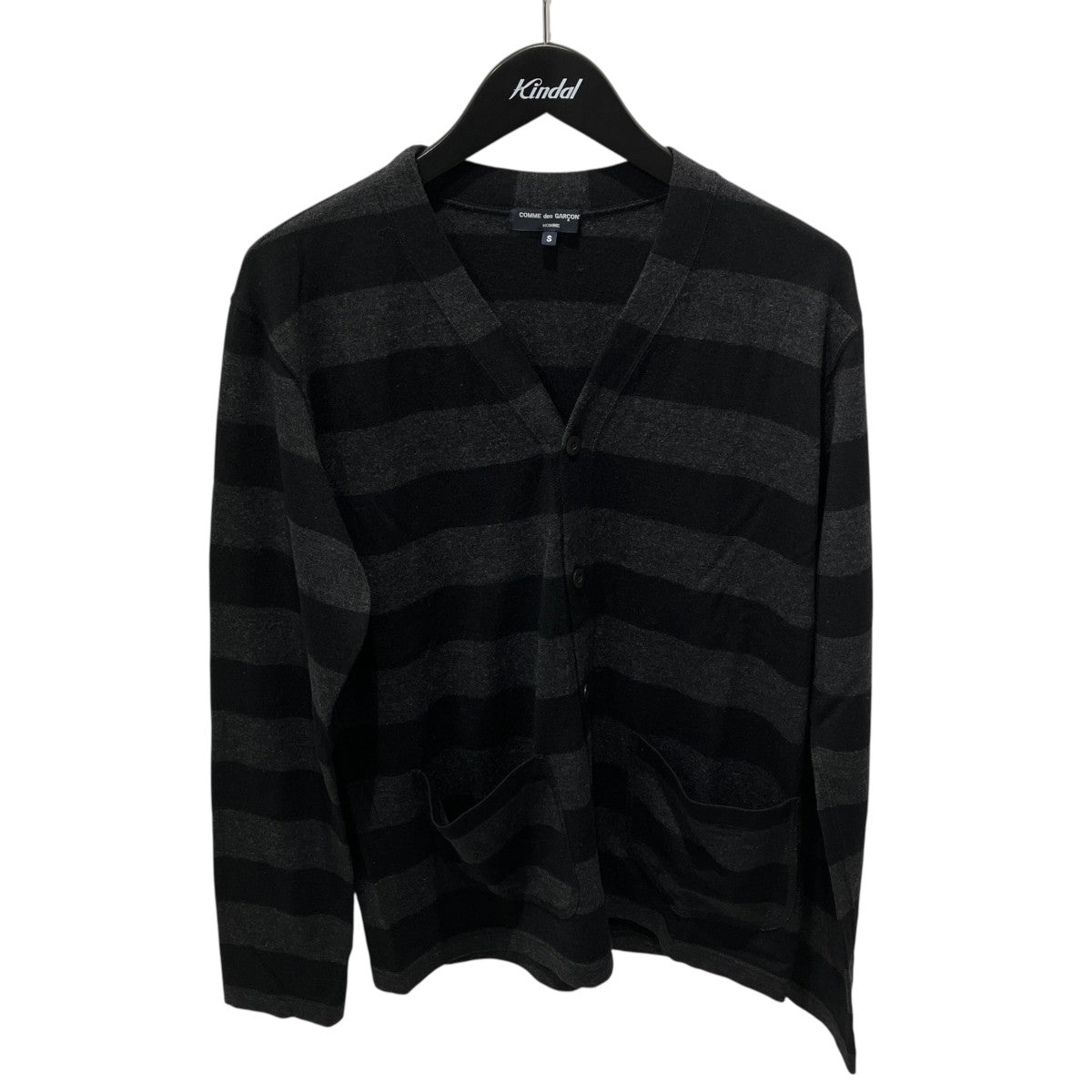 COMME des GARCONS HOMME 12awウールニットカーディガンボーダー薄手カーディガンHJ-T043 古着・中古-1枚目のアイテム画像