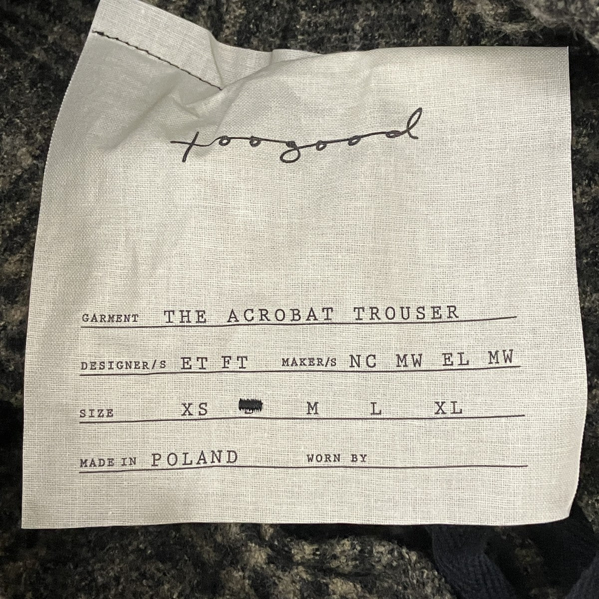 toogood THE ACROBAT TROUSERチェックイージーパンツ 古着・中古-6枚目のアイテム画像