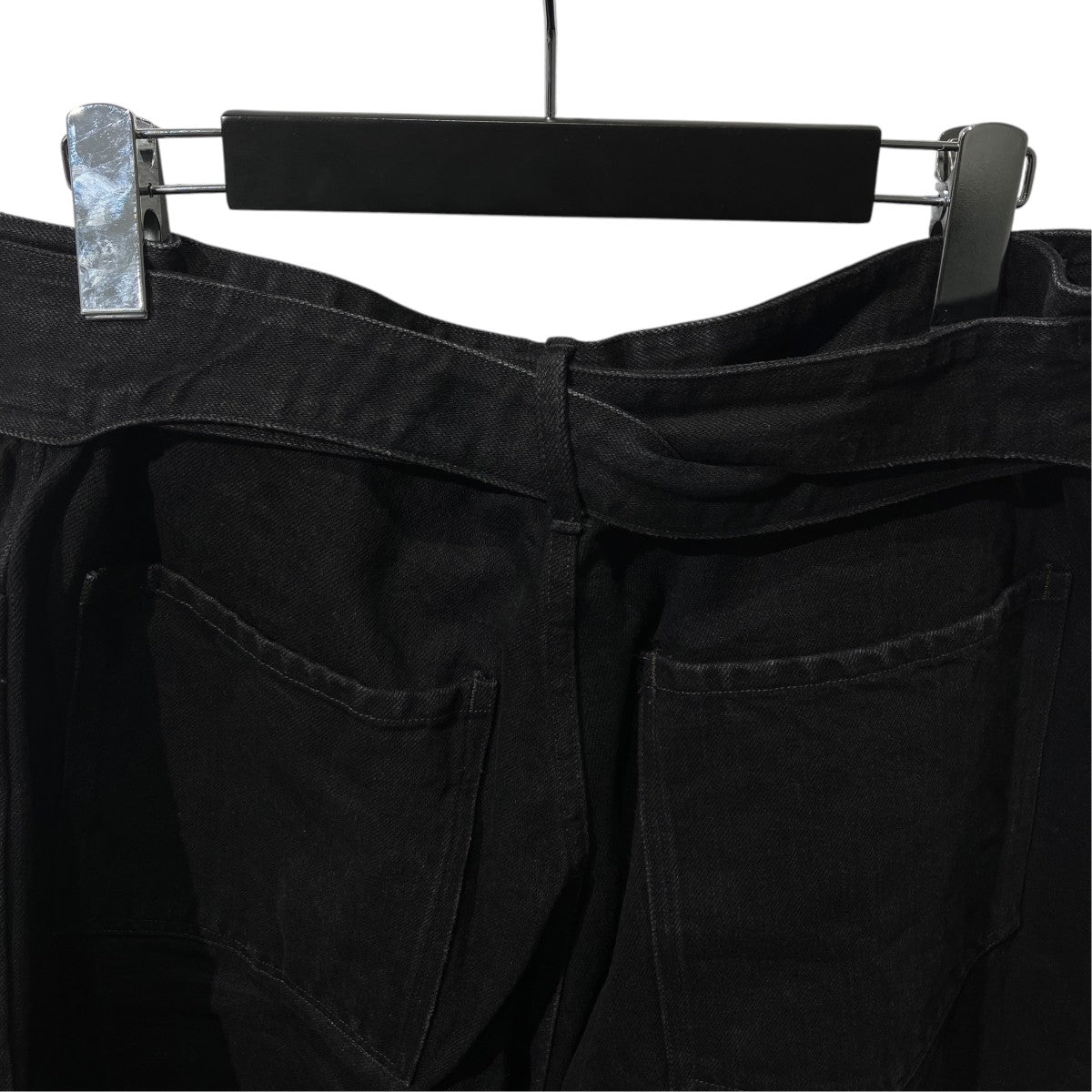 COMOLI 25AWBLACK DENIM BELTED PANTSデニムパンツC03-03001 古着・中古-4枚目のアイテム画像