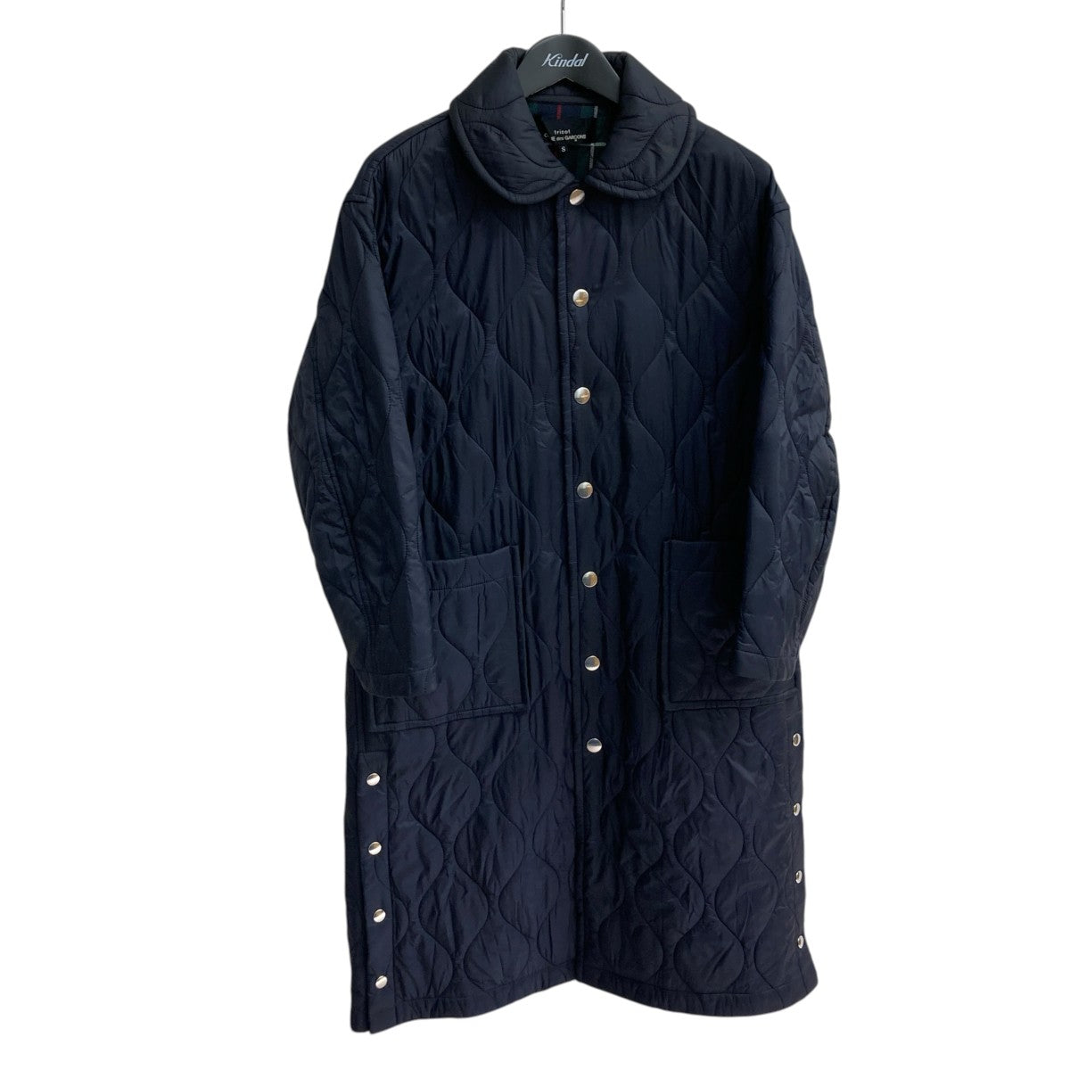 tricot COMME des GARCONS ナイロンキルティング丸襟ロングコートTH-C010 古着・中古-1枚目のアイテム画像