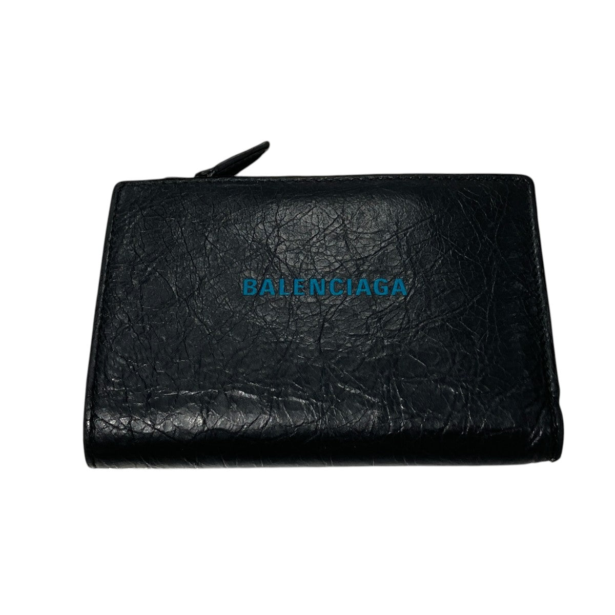 BALENCIAGA Black and sky blue cash square folded wallet2つ折り財布591315 古着・中古-1枚目のアイテム画像