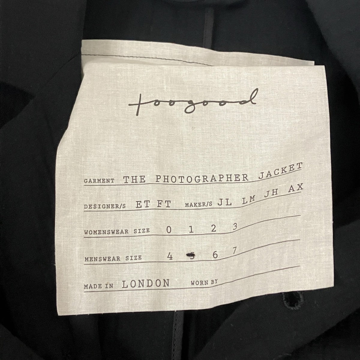 toogood THE PHOTOGRAPHER JACKETジャケットTPJ-BS-022 古着・中古-6枚目のアイテム画像