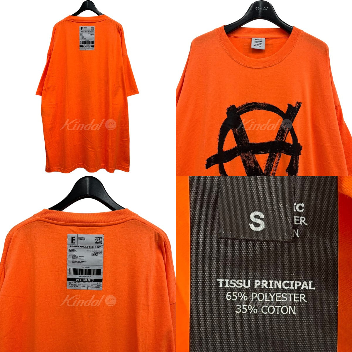 VETEMENTS(ヴェトモン) アナーキーTシャツ SS20TR297 オレンジ サイズ 