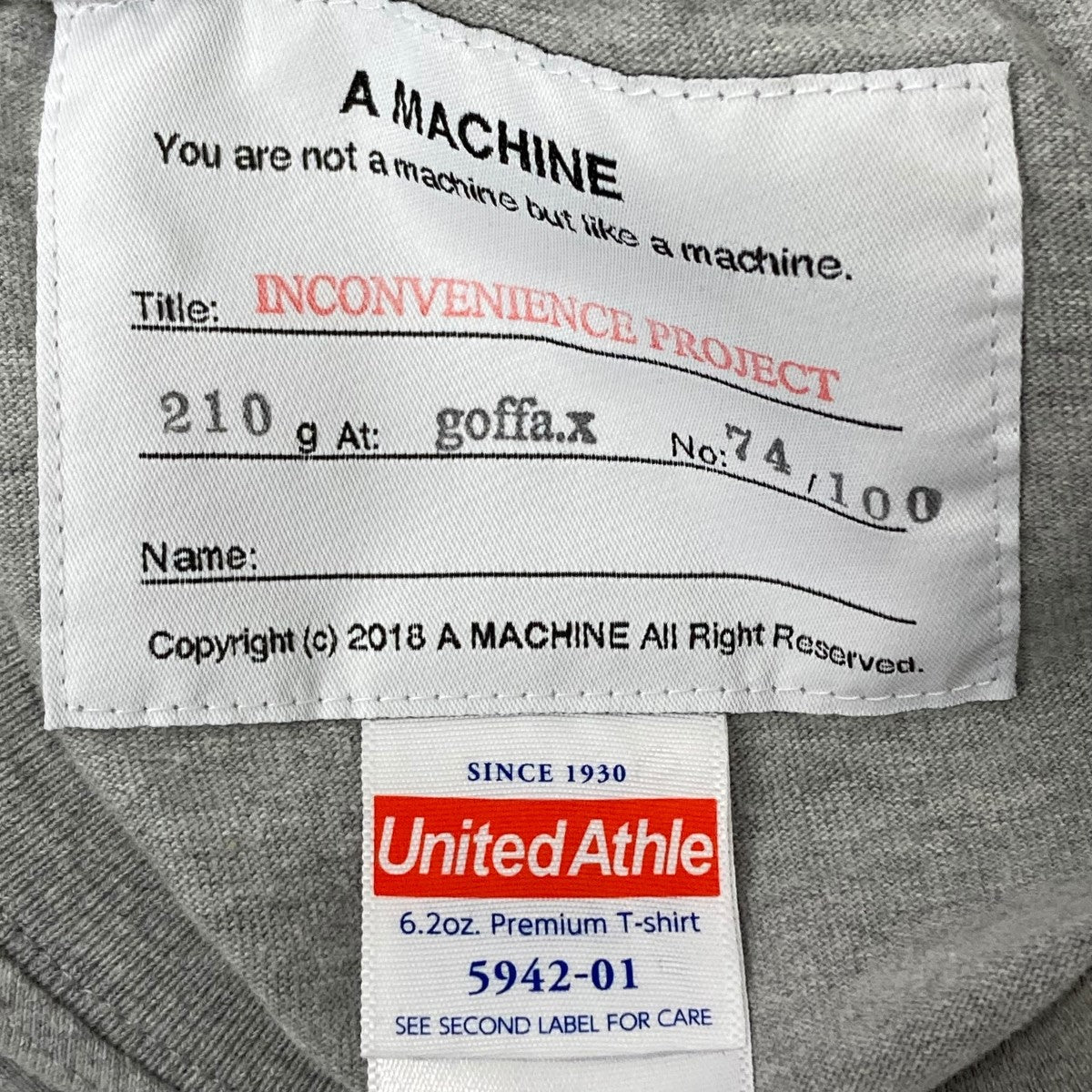 A MACHINE×goffa INCONVENIENCE PROJECT Tシャツ グレー サイズ 14 ...