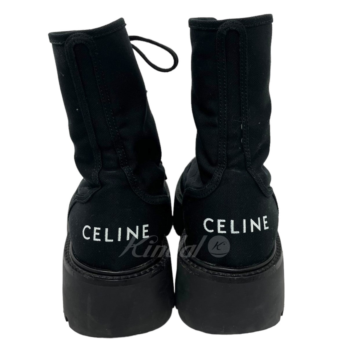 CELINE(セリーヌ) キャンバスバルギーレースアップブーツ ブラック サイズ 40｜【公式】カインドオルオンライン  ブランド古着・中古通販【kindal】