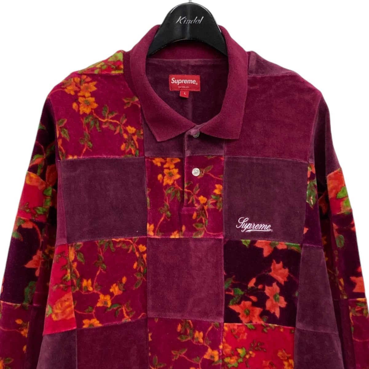 Supreme(シュプリーム) 21AW Floral Patchwork Velour L S Polo ベロアポロシャツ ボルド サイズ L｜【公式】カインドオルオンライン  ブランド古着・中古通販【kindal】