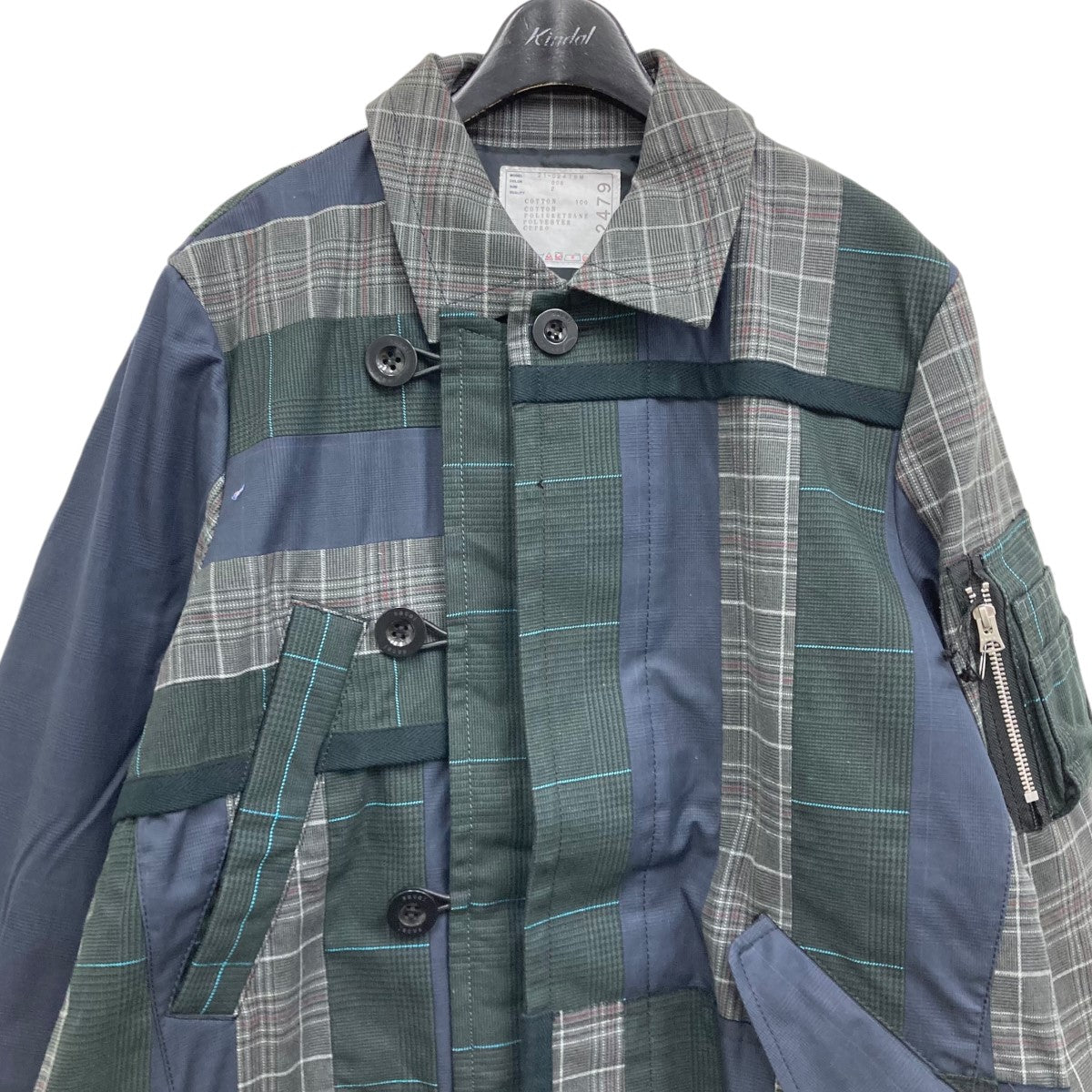 sacai(サカイ) パッチワークコート 21-02479M グレー サイズ 2｜【公式】カインドオルオンライン ブランド古着・中古通販【kindal】