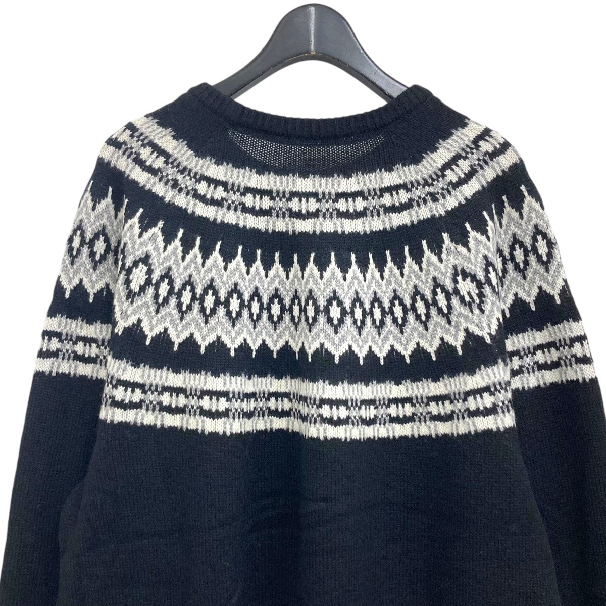 uniform experiment(ユニフォームエクスペリメント) 22AW NORDIC CREWNECK KNIT ノルディッククルーネックニット  UE-222042 ブラック×ホワイト サイズ 2｜【公式】カインドオルオンライン ブランド古着・中古通販【kindal】