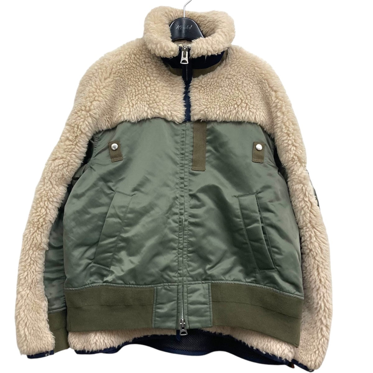 sacai(サカイ) 22AW Faux Shearling x Nylon Twill Blouson フェイク シアリング ナイロン ツイル  ブルゾン 22-02903M カーキ サイズ 1｜【公式】カインドオルオンライン ブランド古着・中古通販【kindal】