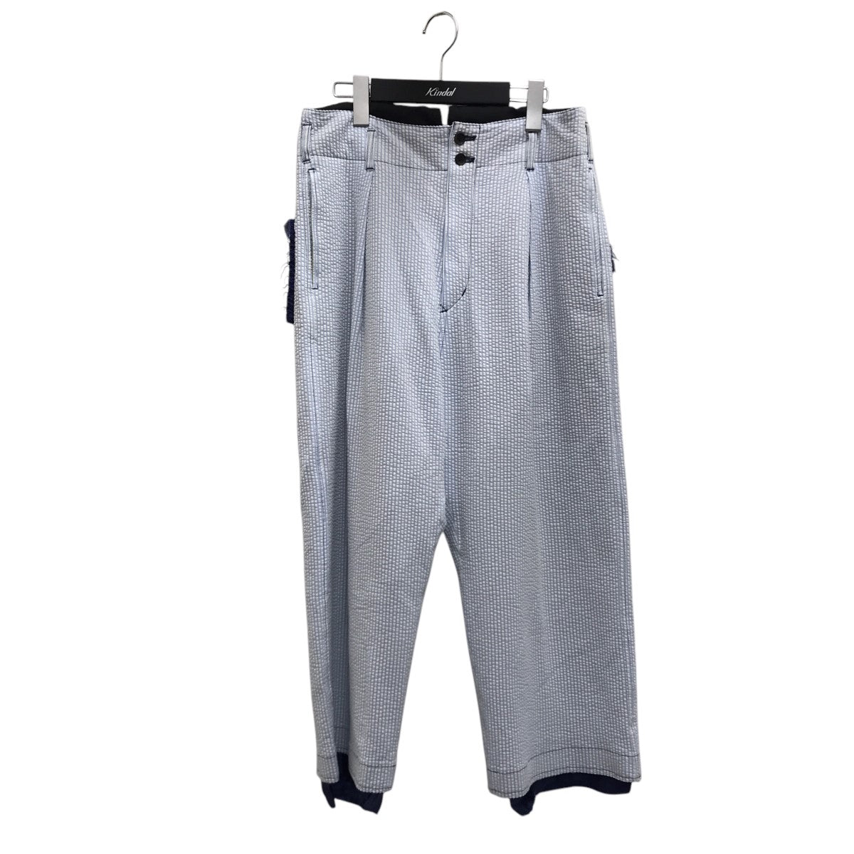 18ss 美品■sulvam■シアサッカー ボンテージ パンツ サルエル調 M sulvam(サルバム) シアサッカーストライプパンツSH-P01-200 SH