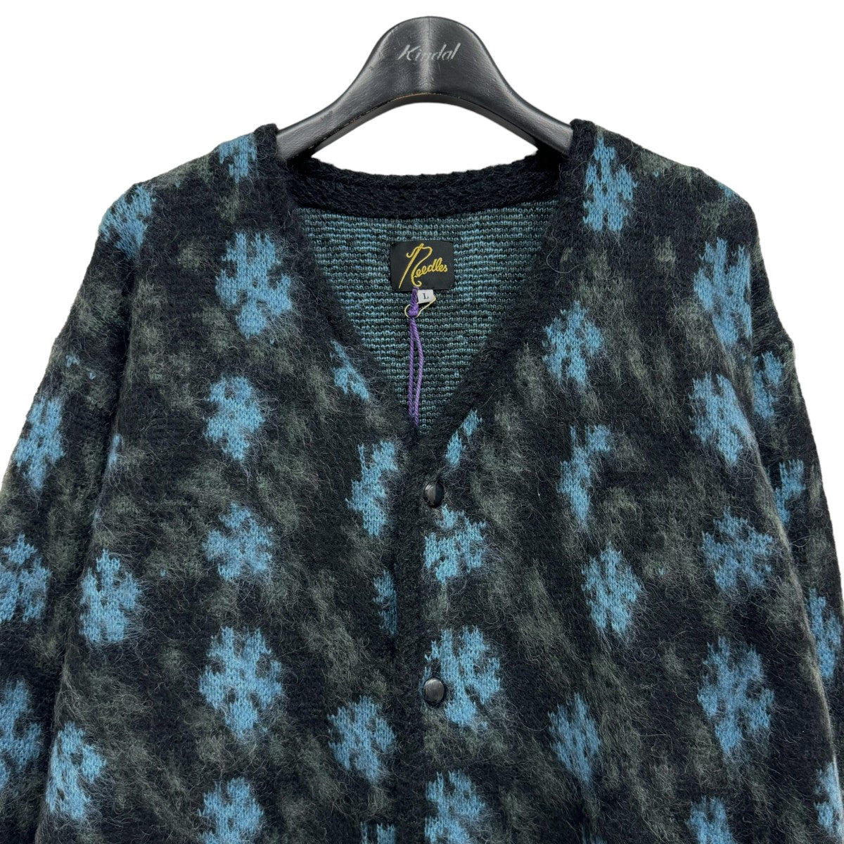 Needles(ニードルス) Mohair Cardigan - Flower モヘアカーディガン NS1542 ブルー×ブラック サイズ L｜【公式】カインドオルオンライン  ブランド古着・中古通販【kindal】