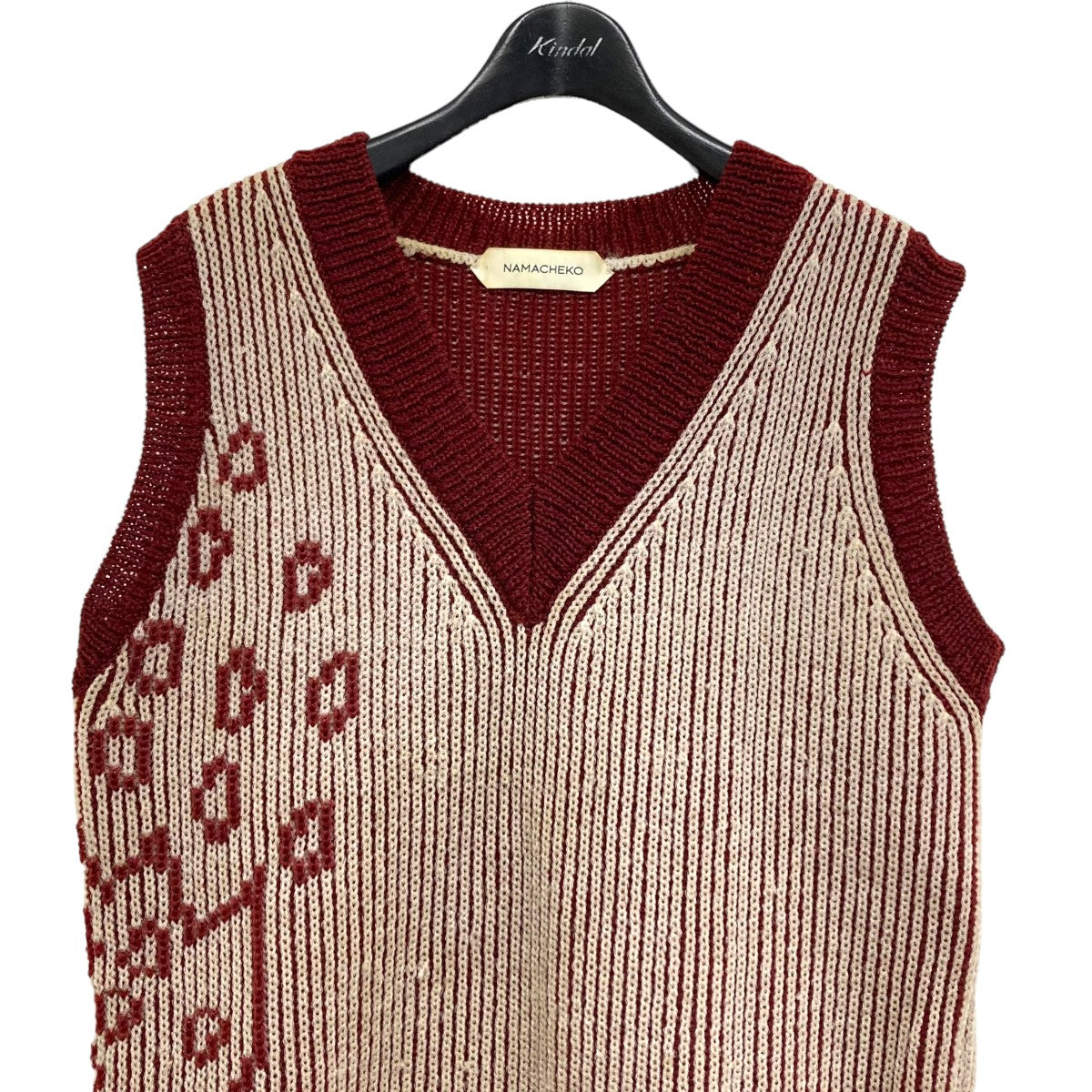 NAMACHEKO(ナマチェコ) 21SS Knit vest ニットベスト レッド×ホワイト サイズ M｜【公式】カインドオルオンライン  ブランド古着・中古通販【kindal】