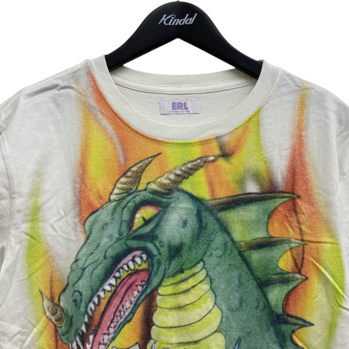 関税送料込【ERL】イーアールエル プリントTシャツ ERL(イーアールエル) ドラゴンプリントTシャツ ホワイト サイズ