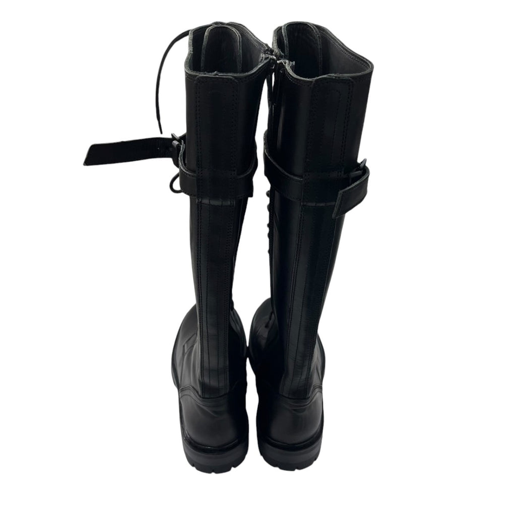 美品】Ann Demeulemeester ハラコレザーロングブーツ ブラック
