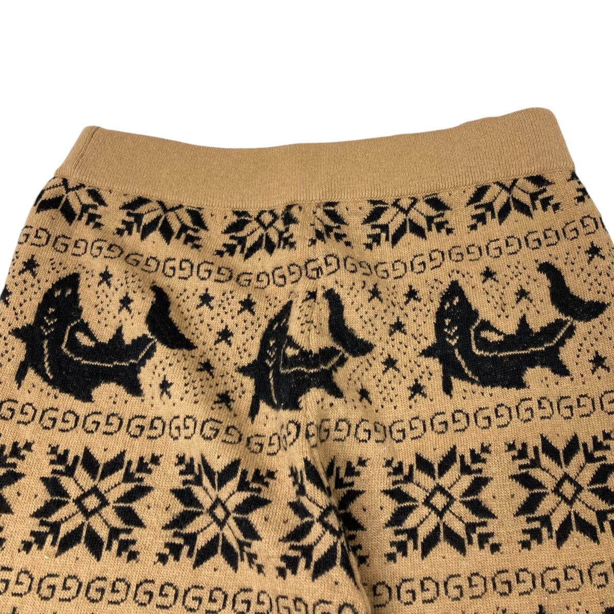 GUCCI(グッチ) JACQUARD BROWN WOOL ALPACA LOUNGE PANTS ニット