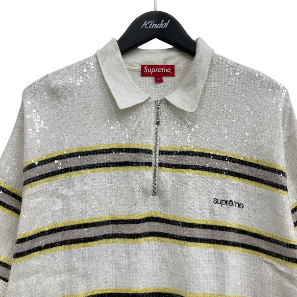 Supreme(シュプリーム) 23SSSequin Stripe Zip Poloスパンコール