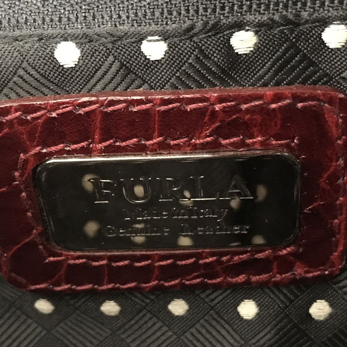FURLA(フルラ) クロコ型押しショルダーバッグF5295 F5295 レッド